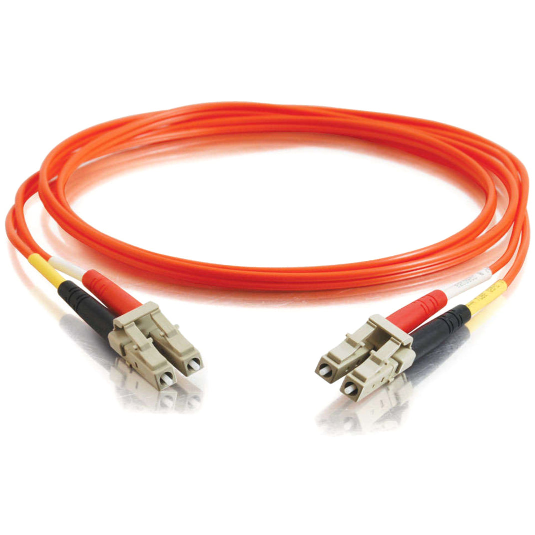 Full length view of orange fiber optic cable with LC connectors at both ends-alternate-image3