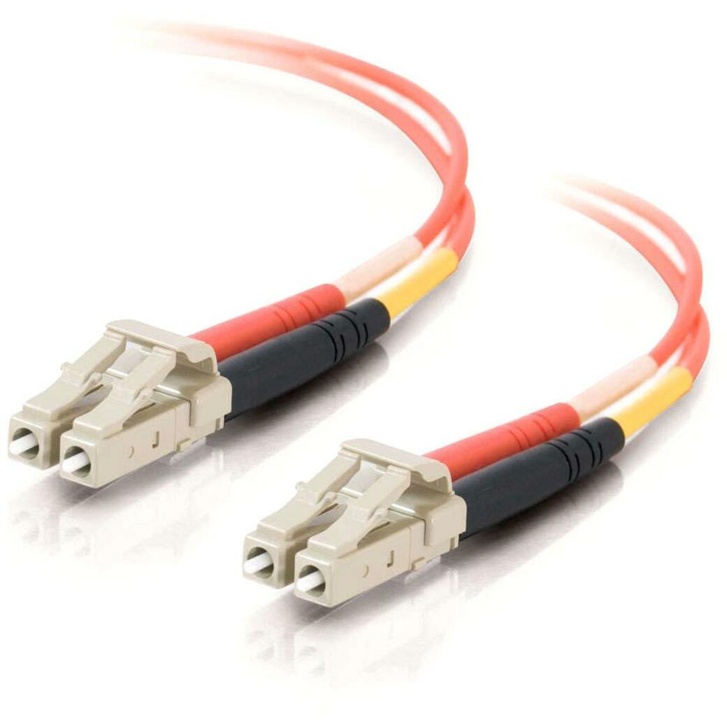 Orange multimode fiber optic patch cable with LC connectors showing duplex configuration-alternate-image1