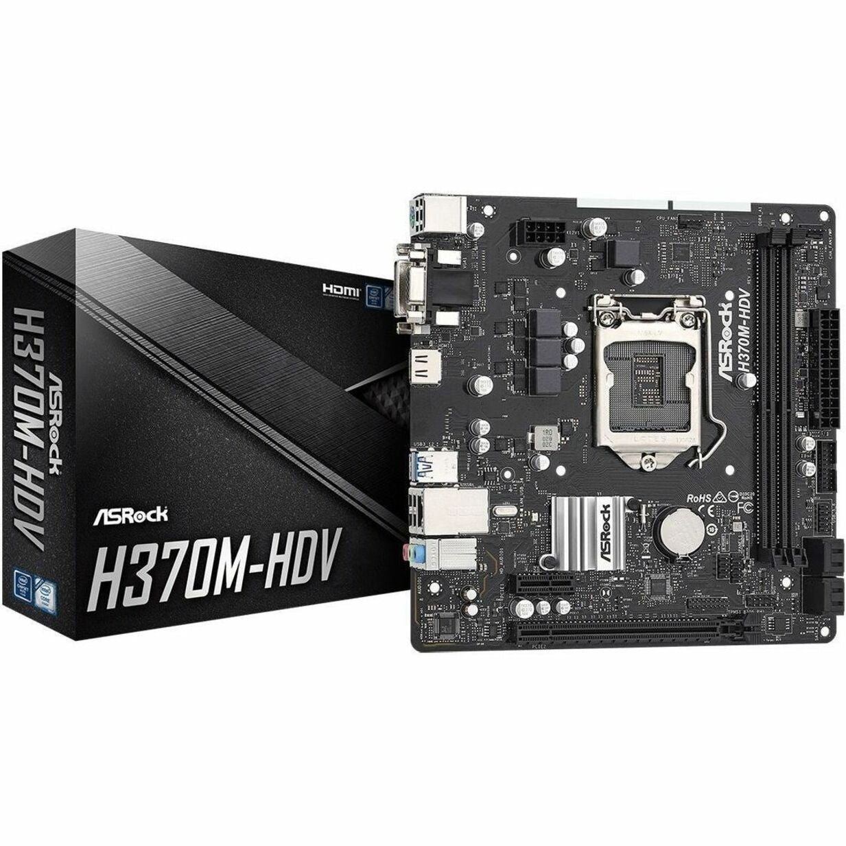 ASRock H370M-HDV Desktop Motherboard, Intel H370 Chipset, LGA-1151