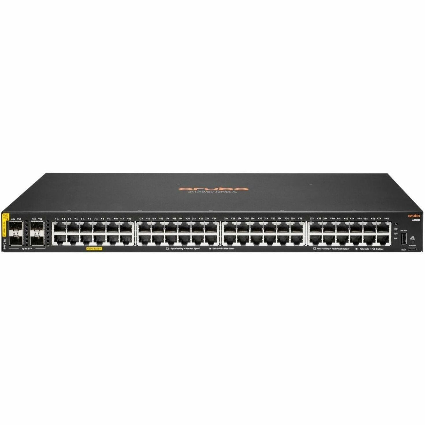 Aruba CX 6000 48-Port Gigabit PoE+ Ethernet Switch, SFP Slots