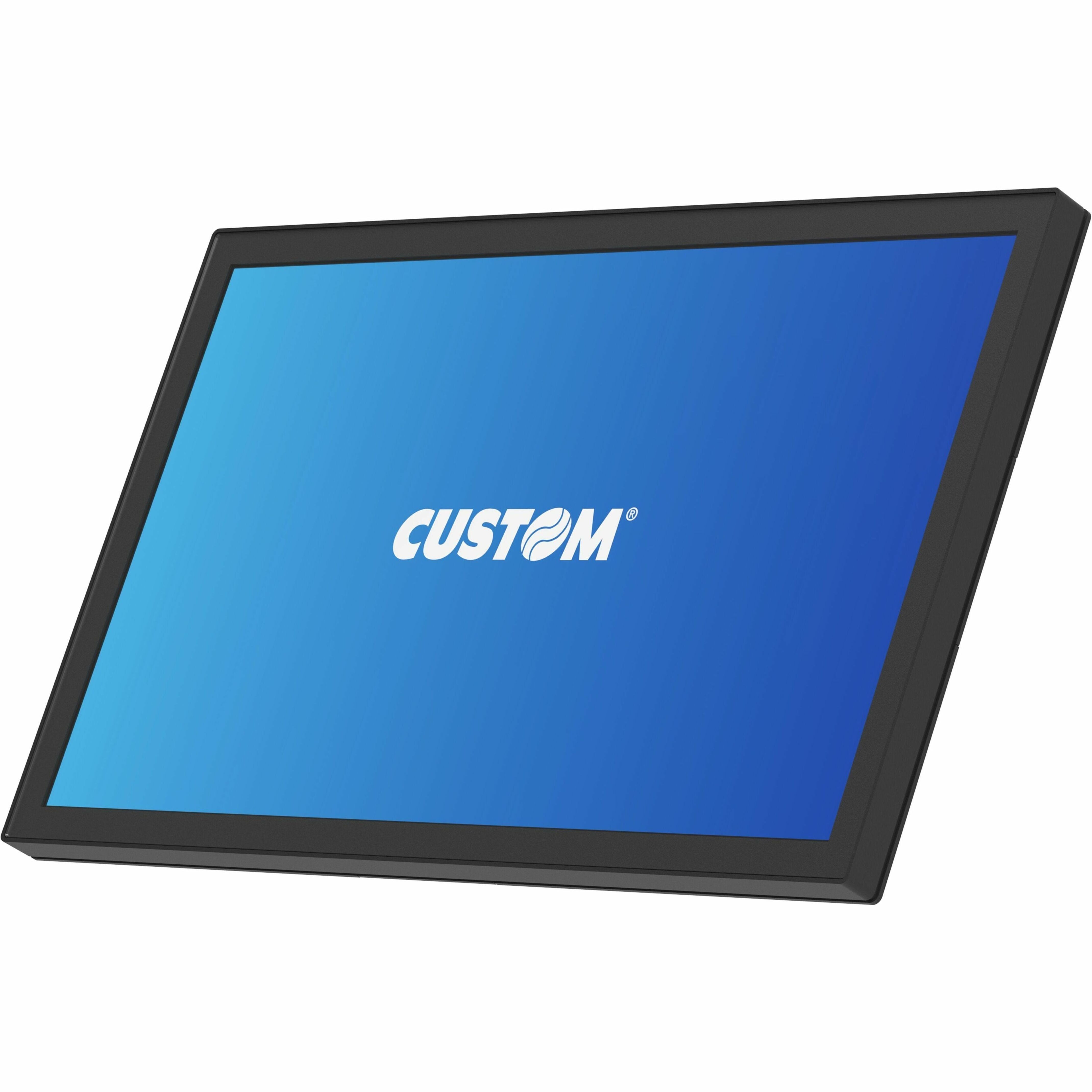 Custom Peak Touch Computer displaying blue gradient screen with Custom logo, showing 21.5-inch display with black bezel-alternate-image1