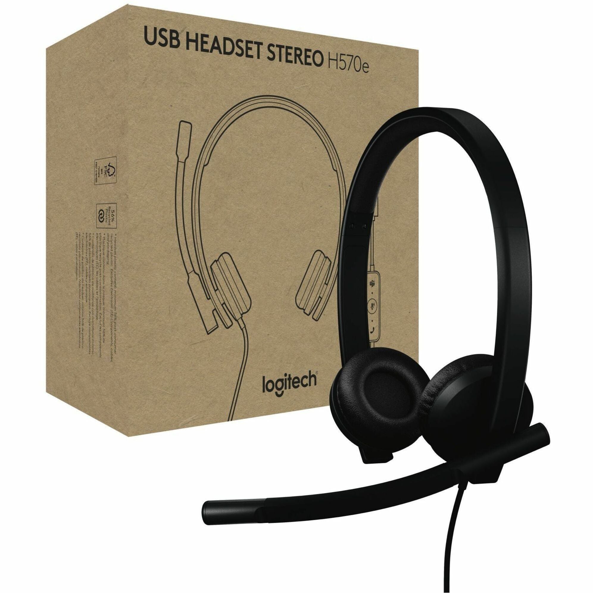 Logitech H570e USB-C Wired Headset, Microsoft Teams Certified