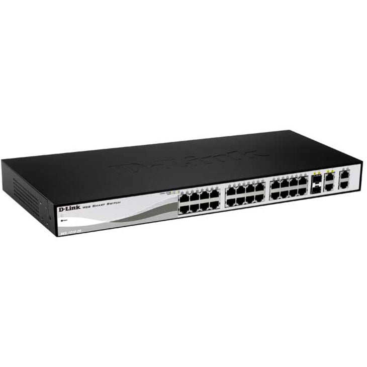 D-Link DES-1210-28P 24-Port Fast Ethernet PoE Smart Switch, Gigabit Ethernet, Web-based GUI, VLAN, QoS