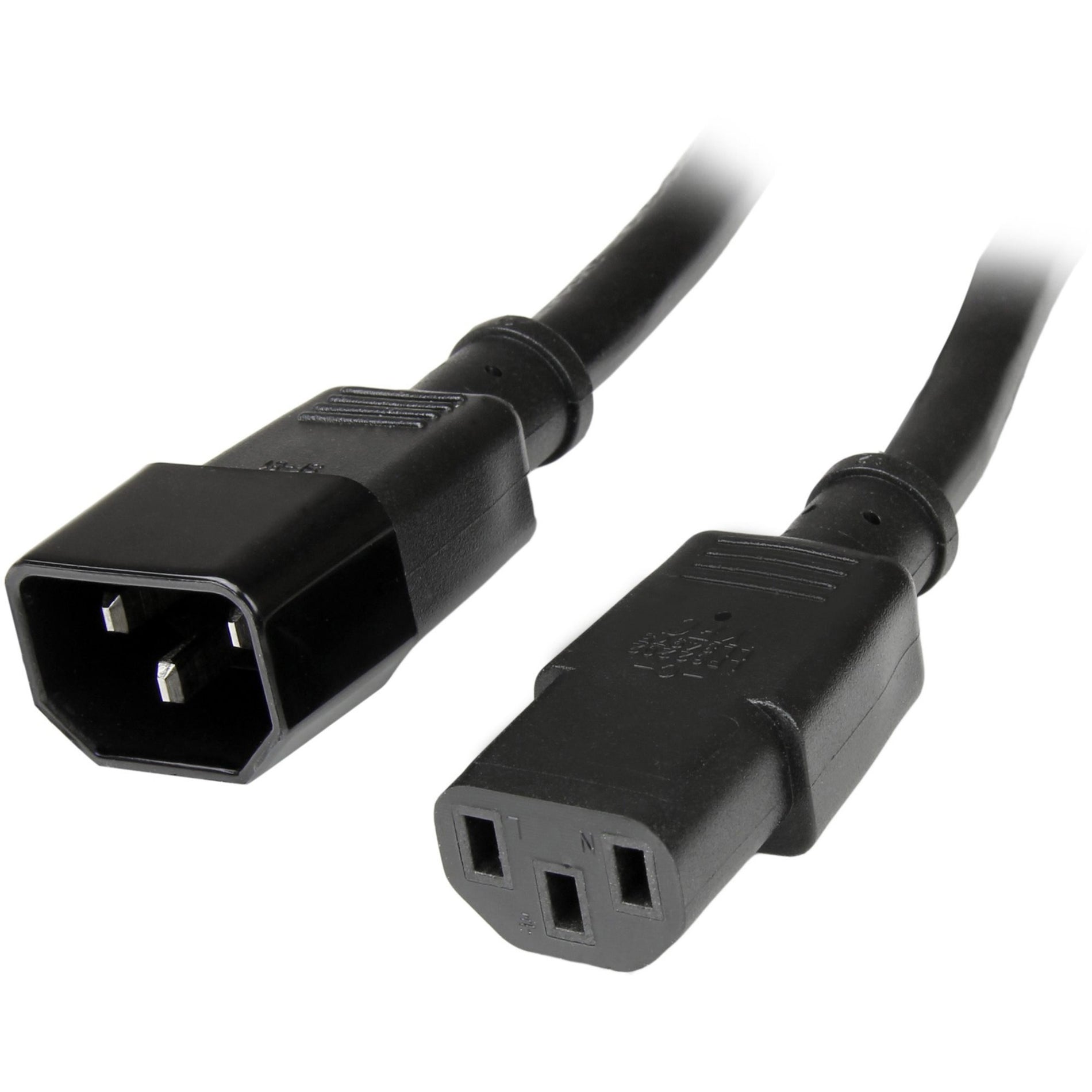 StarTech.com PXT100143 3 ft 14AWG Computer Power Cord Extension - C14 to C13 Power Cable, Reliable and Durable Power Extension Cord