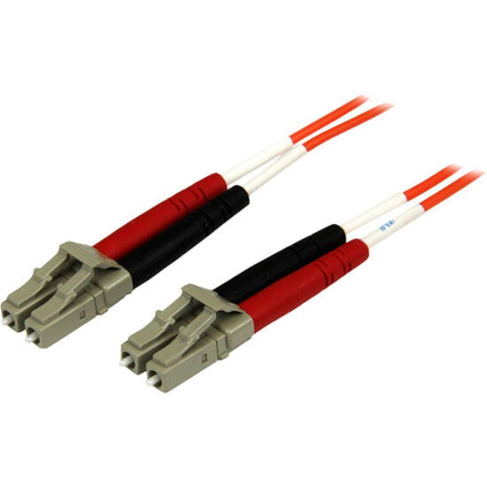 Close-up view of StarTech.com fiber patch cable LC connectors showing quality construction-alternate-image2