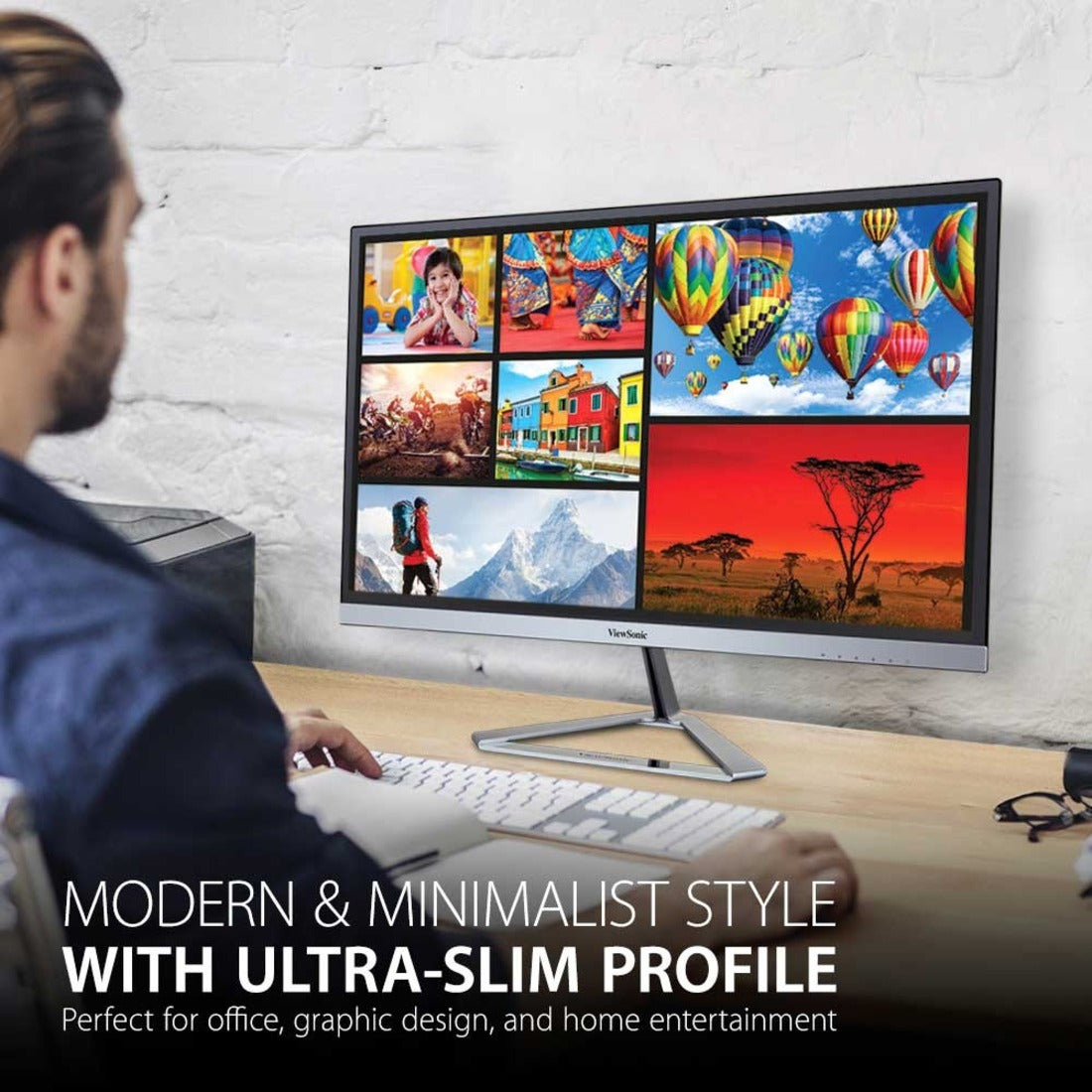 ViewSonic VX2276-SMHD 21.5" Full HD Ultra Slim IPS Monitor, SuperClear Technology, HDMI, VGA, DisplayPort
