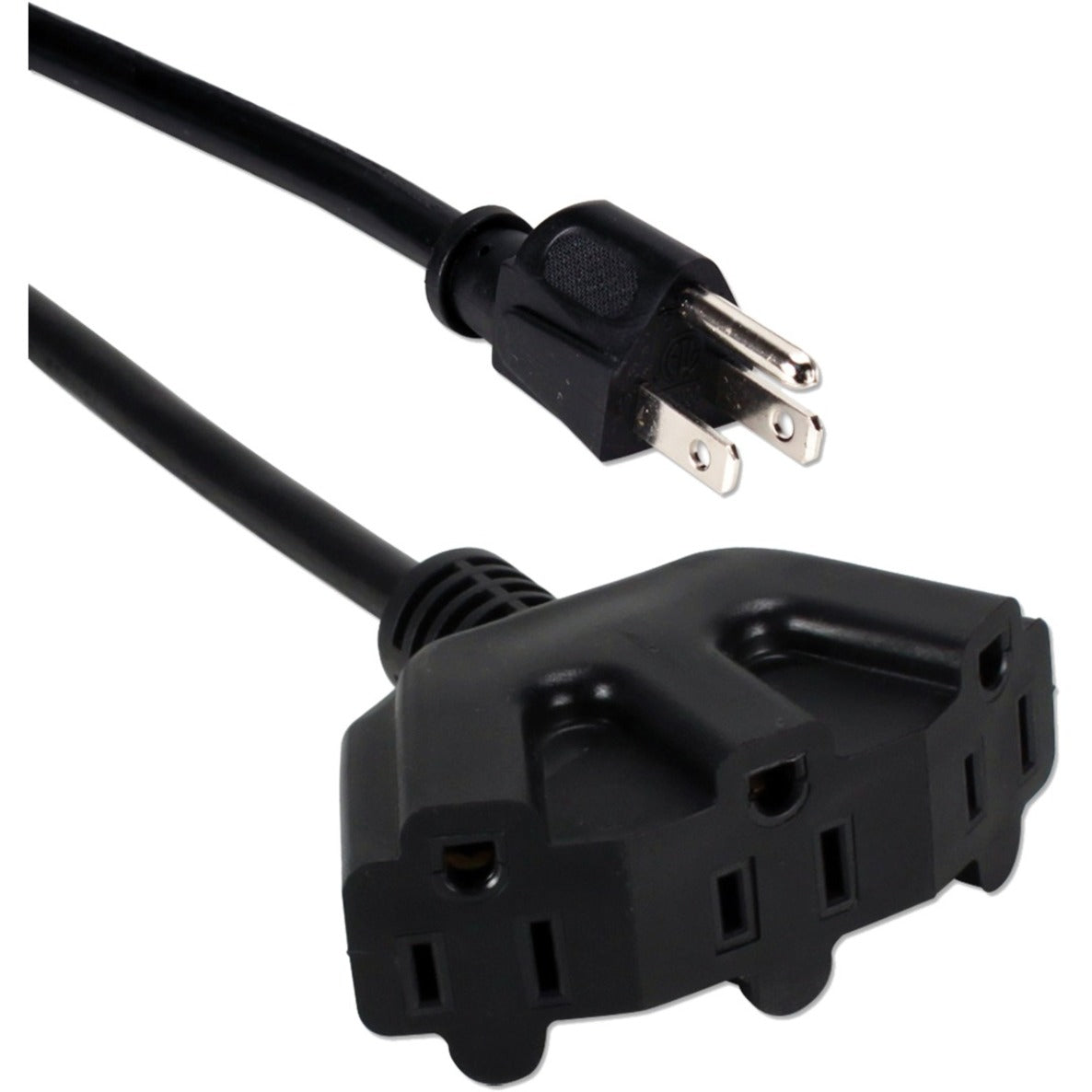 QVS PPADPT310 10ft Three Angle Outlet 3Prong Power Extension Cord