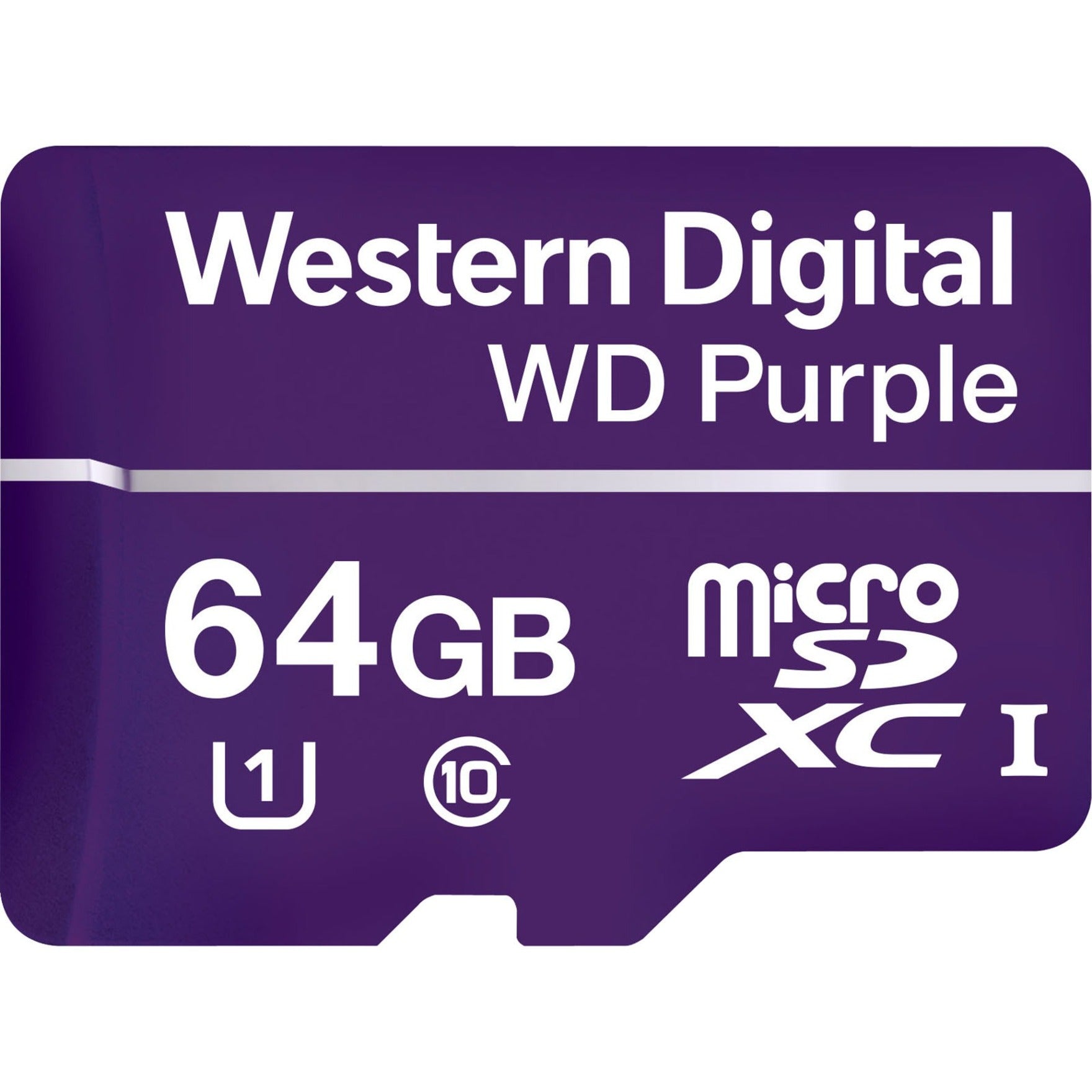 Western Digital WDD064G1P0A Purple 64GB Surveillance microSD Card, Class 10/UHS-I (U1), 100MB/s Read Speed