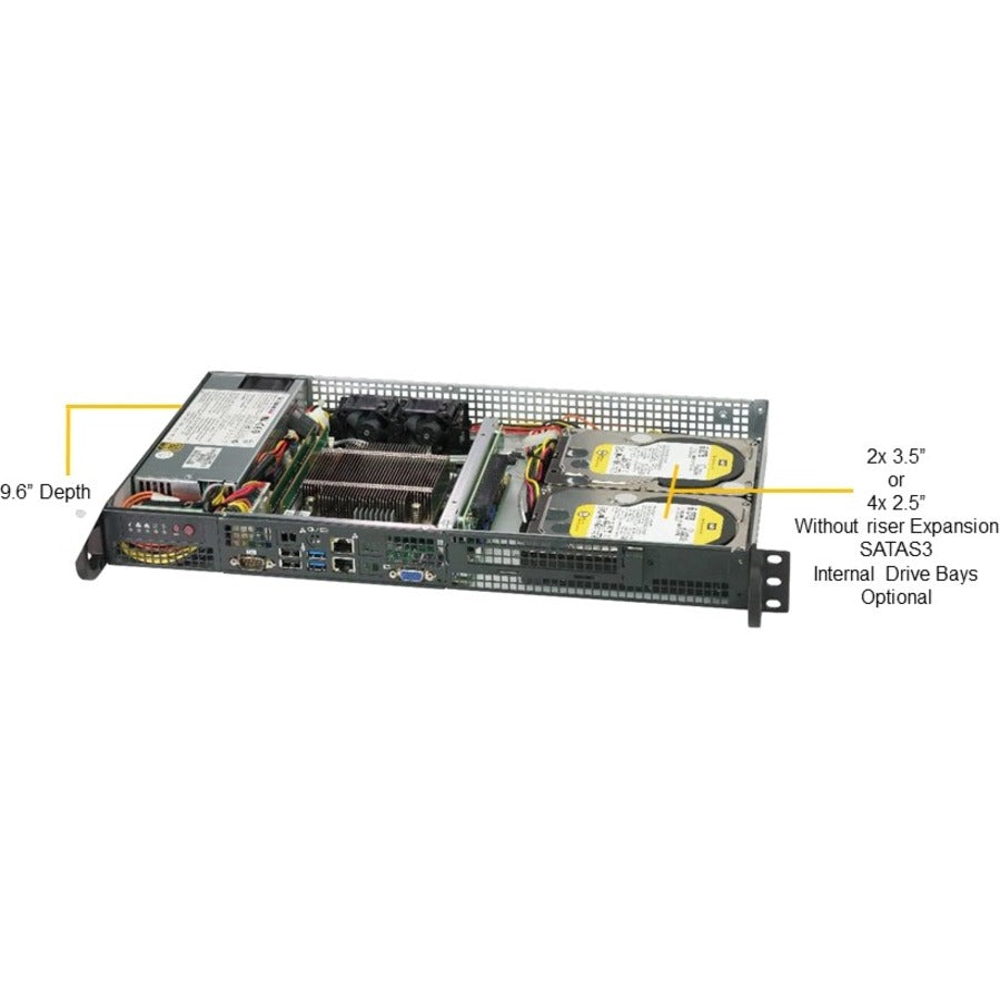 Supermicro SYS-5019C-FL SuperServer 5019C-FL Barebone System, Intel C242 Chipset, 64GB DDR4 RAM, 1U Rack-mountable, Gigabit Ethernet