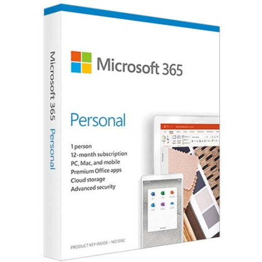 Microsoft QQ2-01024 365 Personal - Box Pack - 1 Person - 12 Month, Office Suite Software for Windows, Mac, iOS, and Android