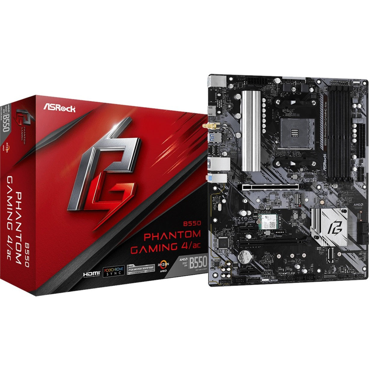 ASRock B550 PHANTOM GAMING AC Desktop Motherboard, ATX, AMD