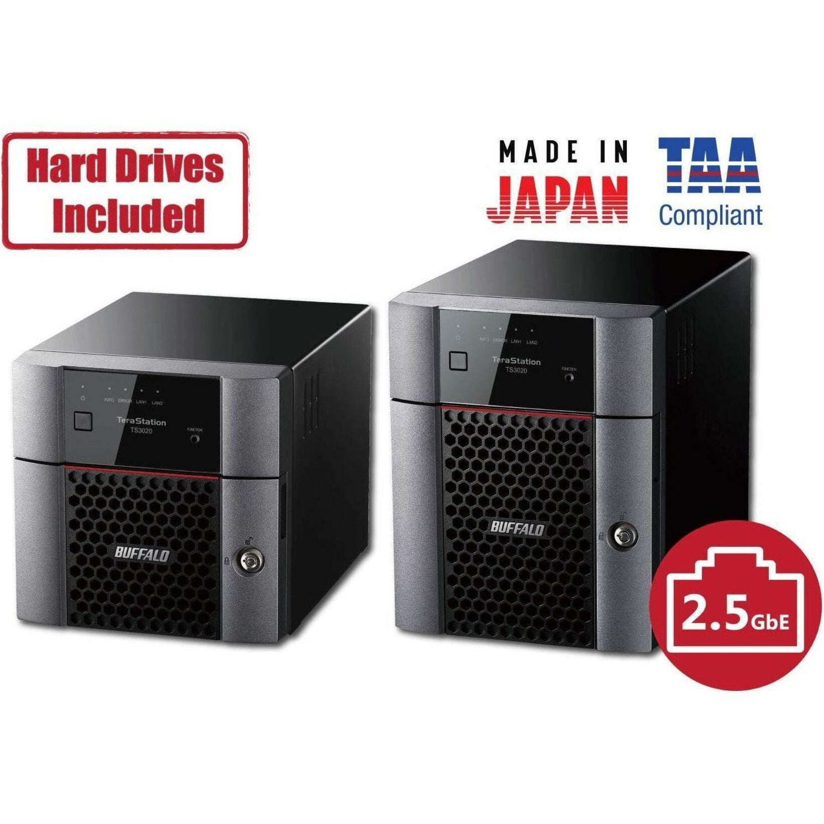 BUFFALO / バッファロー TeraStation TS-RX2.0TL/R5 HDD：3TB（1000G×2 500GB×2）ラックマウント型　NAS