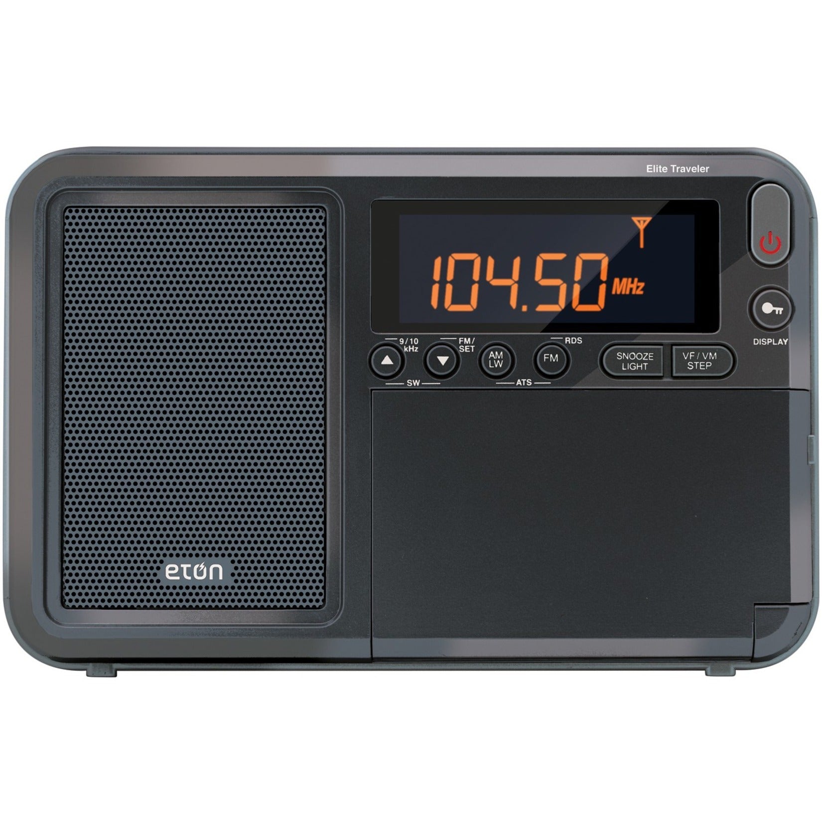 Eton NELITETRAVELLER Elite Traveler Radio, Analog/Digital Tuner, LCD Display, Built-in Antenna, Alarm, Sleep Timer, Telescopic Antenna, Gray