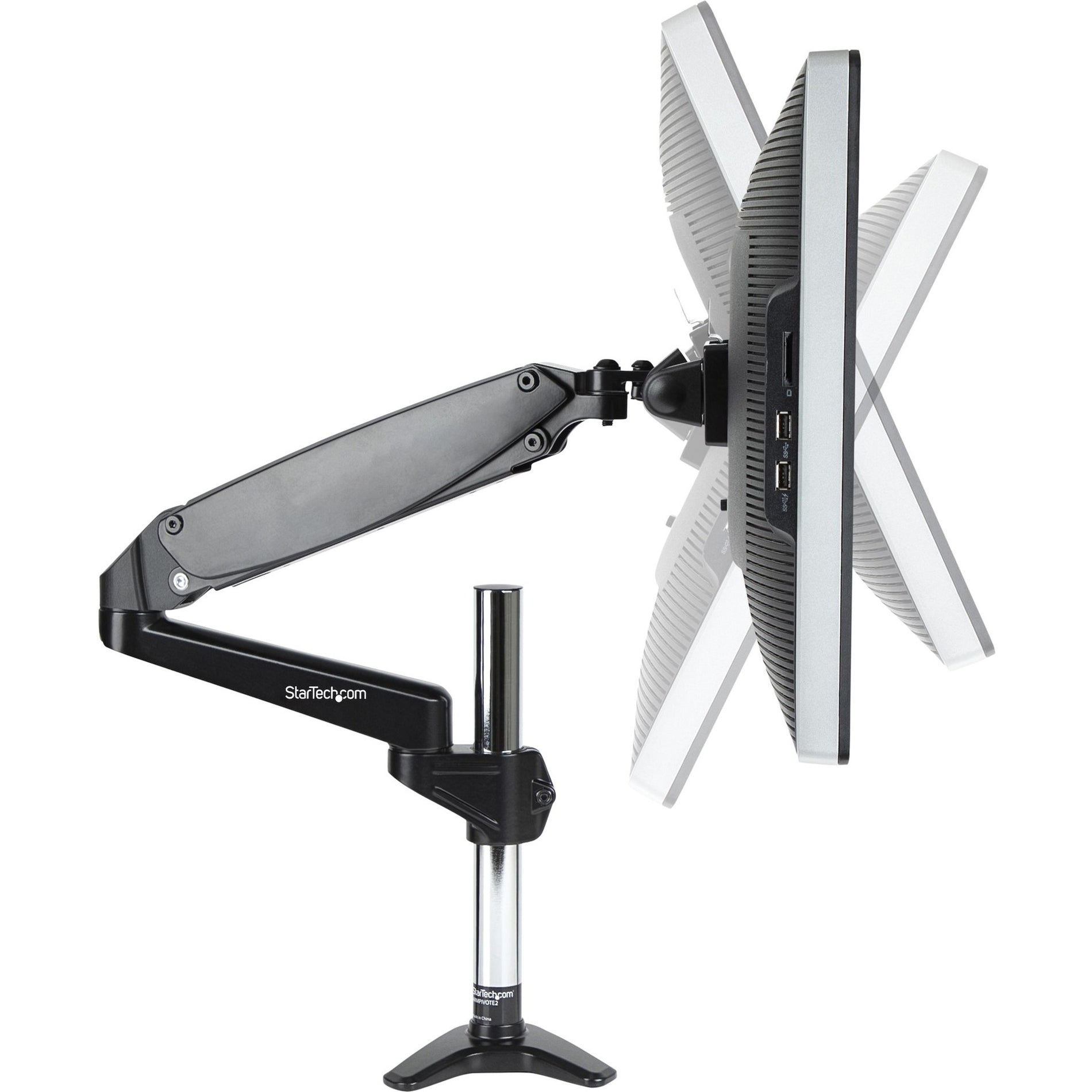 StarTech.com ARMPIVOTE2 Desk Mount Monitor Arm for Single VESA Display 32", Full Motion Articulating & Height Adjustable