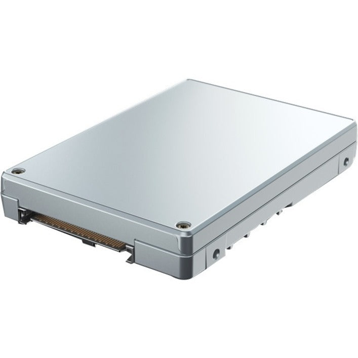 Side view of Solidigm D7-P5520 1.92TB enterprise SSD showing aluminum casing and SATA interface connection-alternate-image1