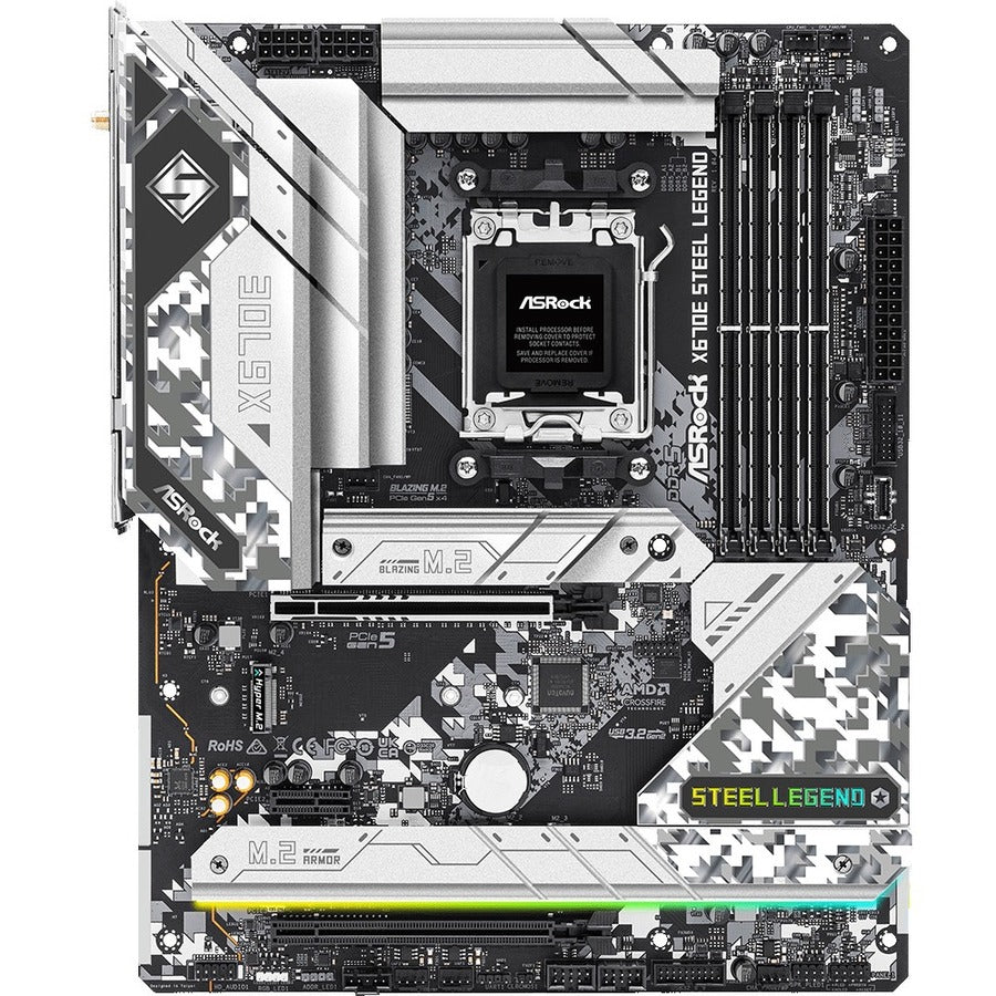 ASRock X670E STEEL LEGEND X670E STEEL LEGEND Gaming Desktop Motherboard, ATX Form Factor, Ryzen 7 Support, DDR5 SDRAM, 128GB Max Memory, PCI Express 5.0, HDMI 2.1, Thunderbolt 4, 2.5Gigabit Ethernet