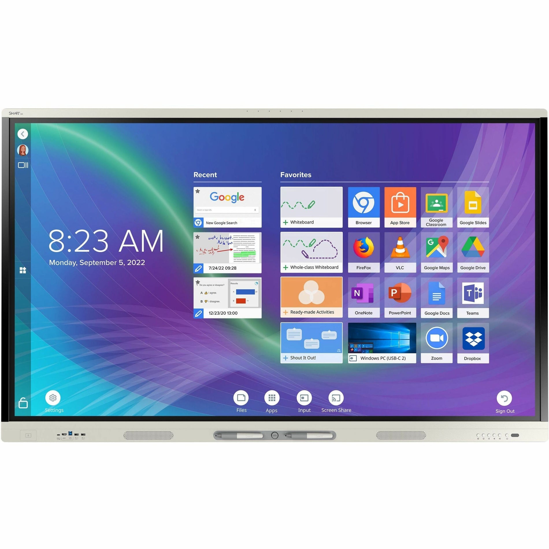 SMART Board SBID-MX255-V4 MX255-V4 Interactive Display with iQ, 55" 4K UHD LCD, Android 11, Bluetooth 5.2
