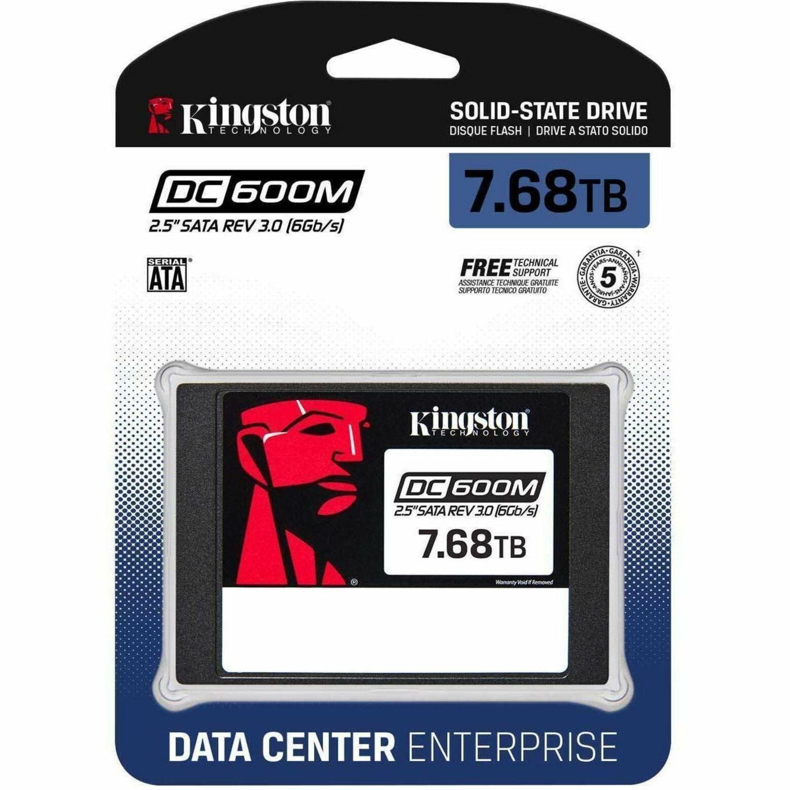 Kingston SEDC600M/7680G DC600M 2.5 Enterprise SATA SSD, 7.5TB Storage Capacity, 5 Year Warranty
