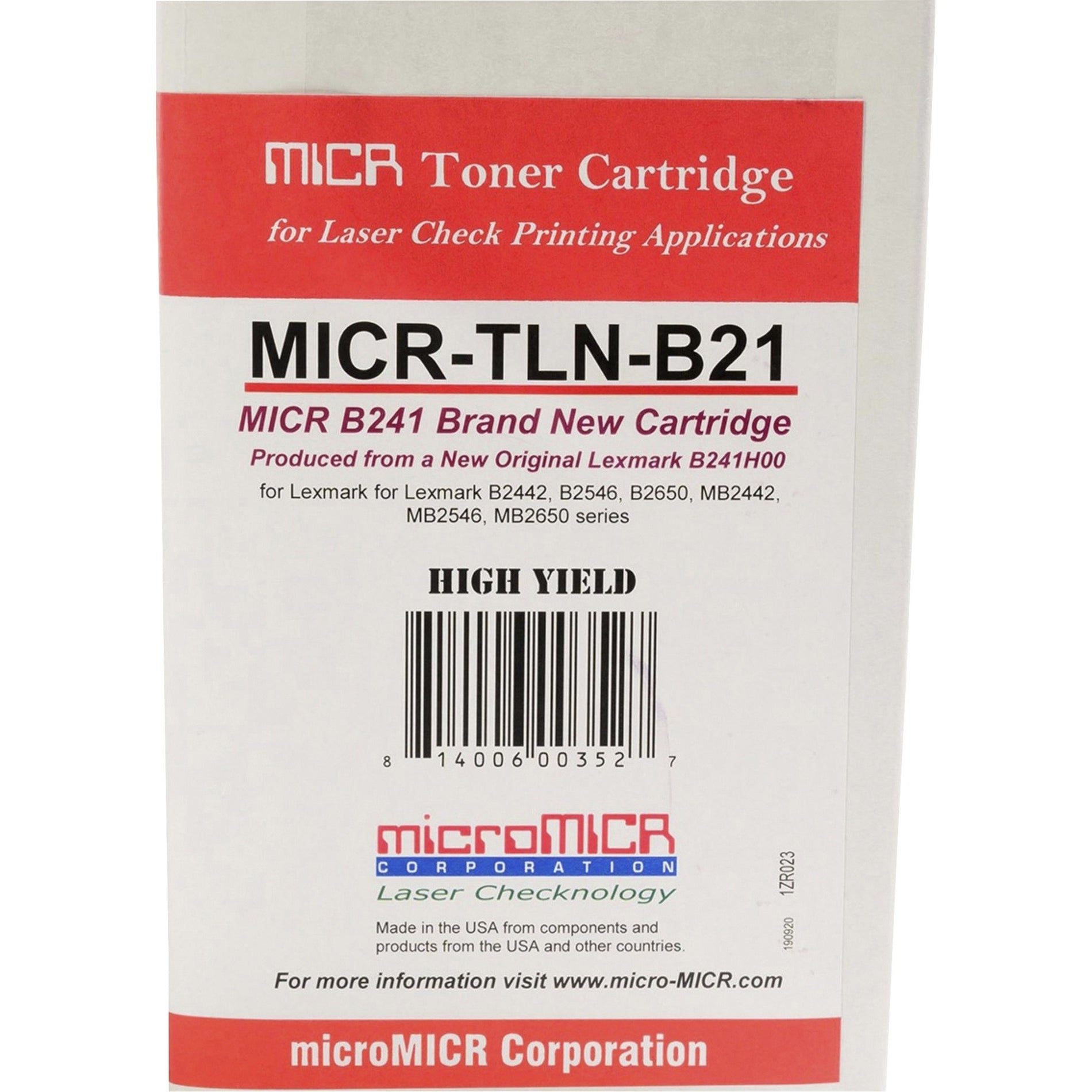 microMICR OEM MICR FOR LEXMARK B241H00 (MICRTLNB21)