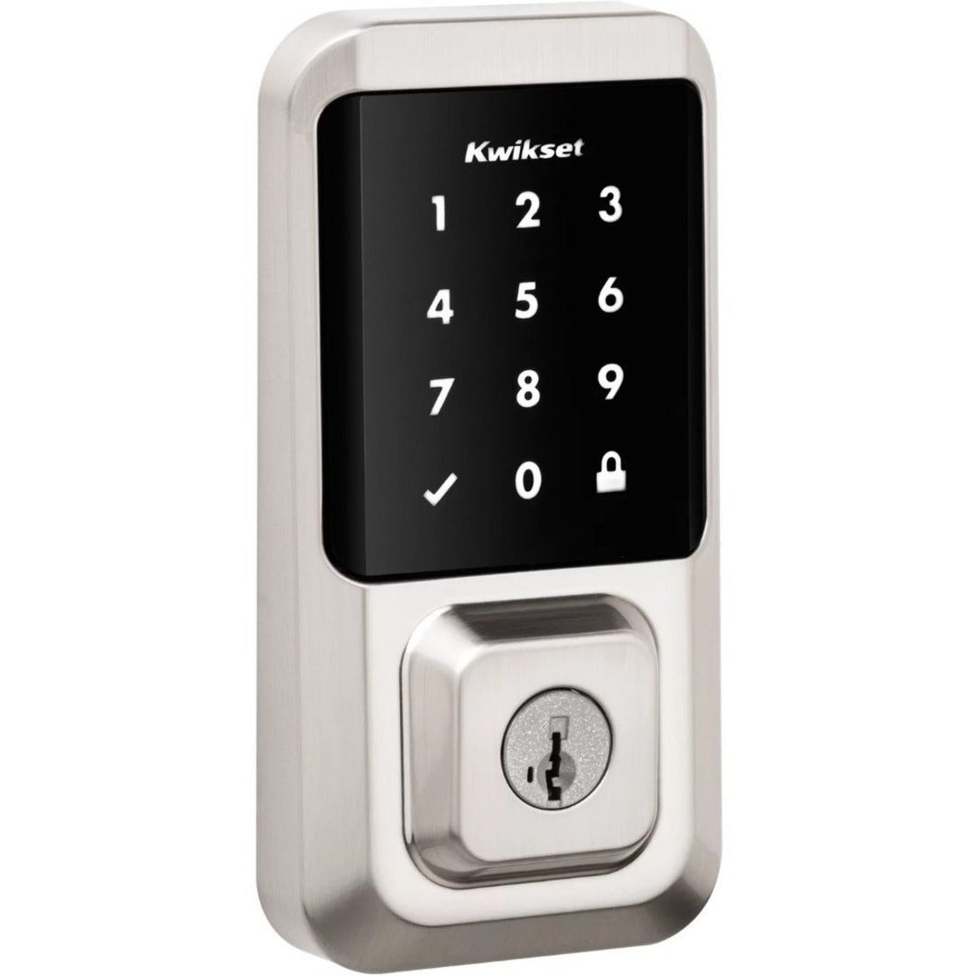 Kwikset Halo Smart Deadbolt featuring illuminated touchscreen keypad and SmartKey cylinder in satin nickel finish-alternate-image1