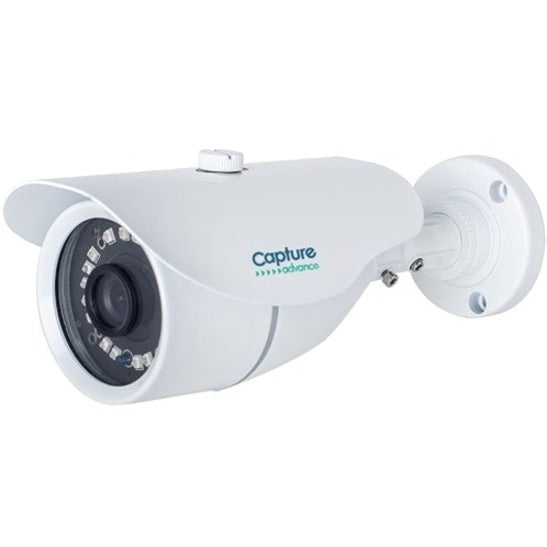 White bullet-style security camera with built-in IR LEDs and 2.8mm fixed lens mounted on wall bracket-alternate-image1