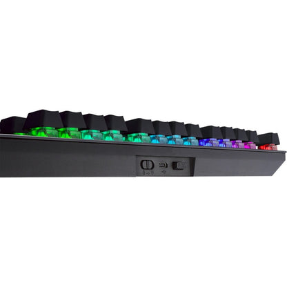 Close-up side profile of keyboard showing RGB switch mechanism and keycap construction-alternate-image5