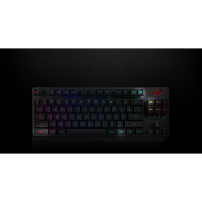 ROG Strix Scope RX TKL Wireless keyboard in dark environment with subtle RGB lighting-alternate-image8