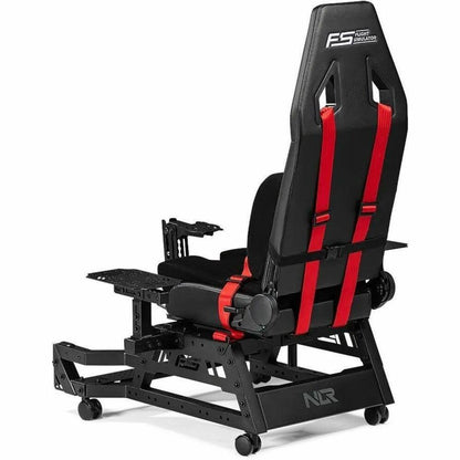Side angle view of Flight Seat Pro showing racing seat design and red safety harness-alternate-image2
