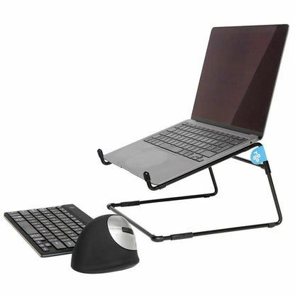 Side view of laptop on R-Go stand showing elevated viewing angle with keyboard space underneath-alternate-image4