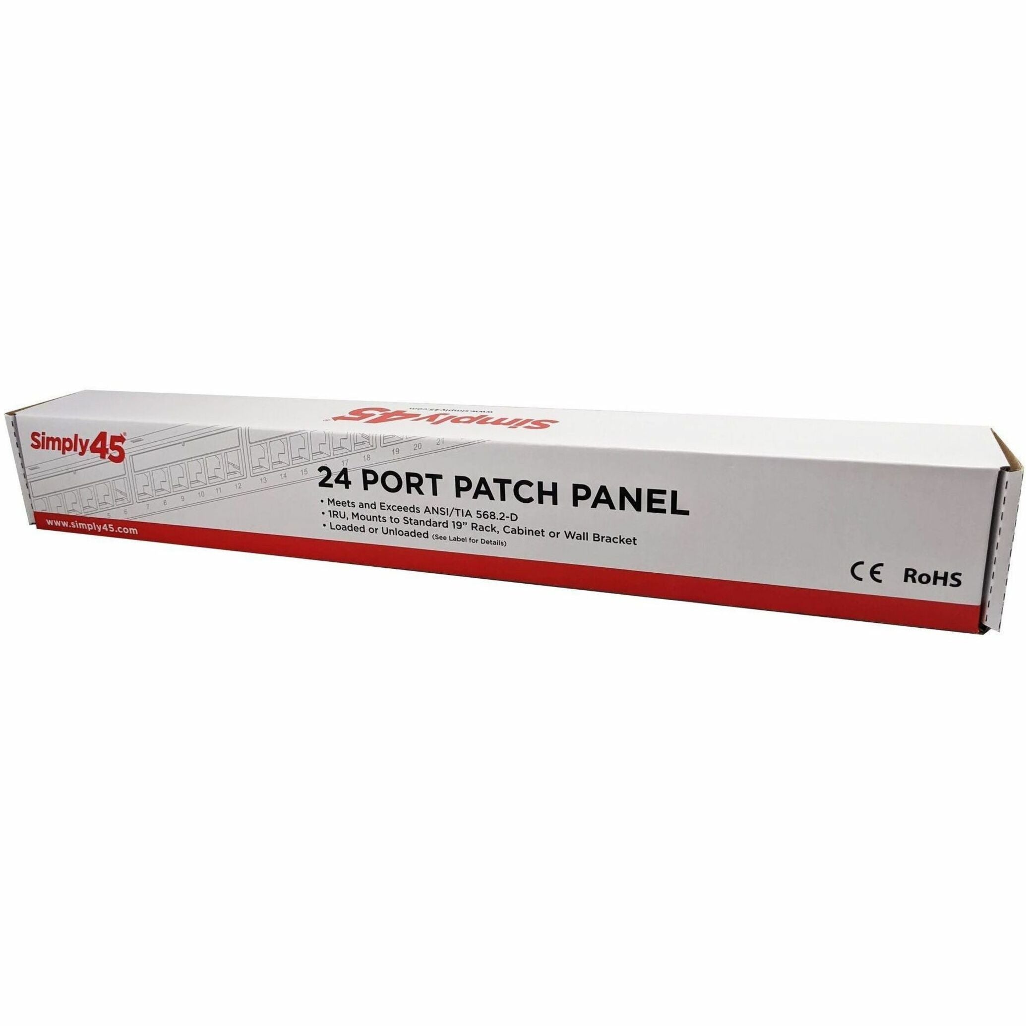 SIMPLY45 patch panel retail packaging showing product specifications and certifications-alternate-image2