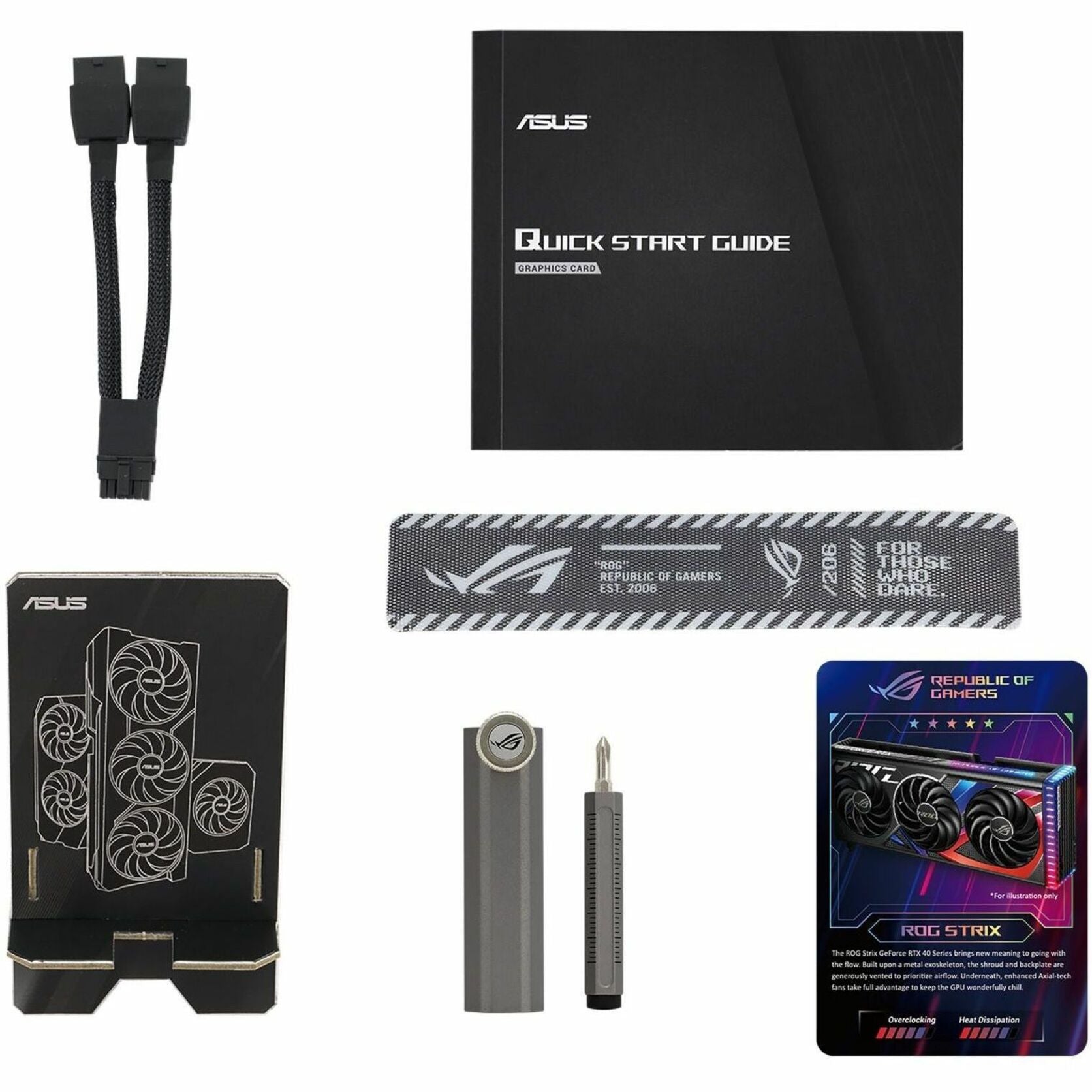 ROG STRIX RTX 4070 SUPER included accessories and documentation