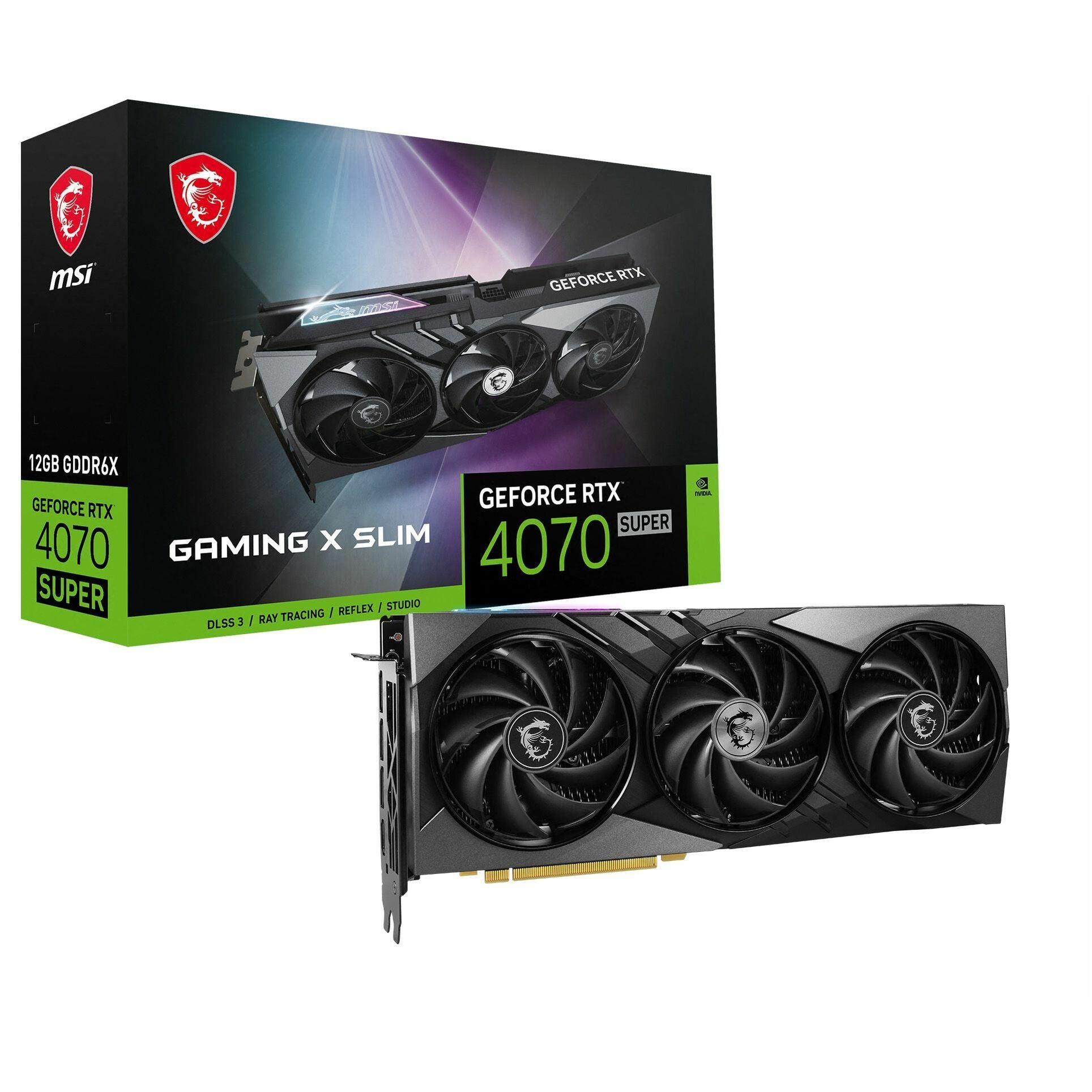 [新品未使用]PNY GeForce RTX 4070 SUPER 12GB MSI GeForce RTX 4070 SUPER Gaming X Slim Graphic Card, 12GB GDDR6X