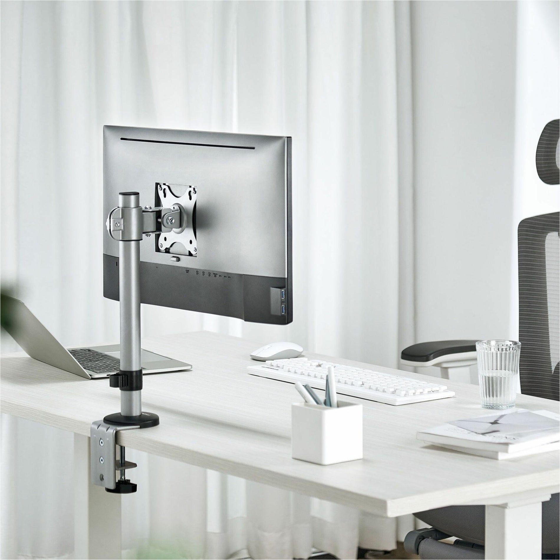 Rocstor ErgoReach Desk Mount for Monitor, Display - Aluminum Silver - Landscape/Portrait (Y10N018-S1)