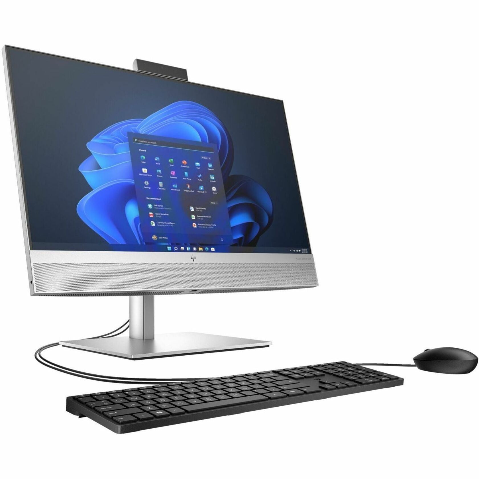 HP EliteOne 840 G9 All-in-One PC with 23.8-inch display showing Windows 11 interface, wireless keyboard and mouse-alternate-image1