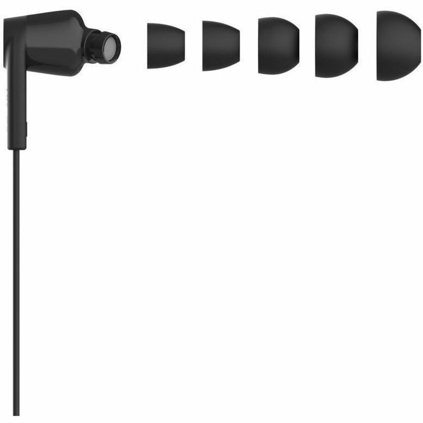 Belkin earbud with multiple silicone ear tip size options displayed-alternate-image3