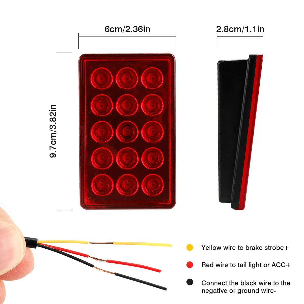 F1 Style LED Brake Pilot Lights, Rectangular and Triangular Shapes, Sl ...