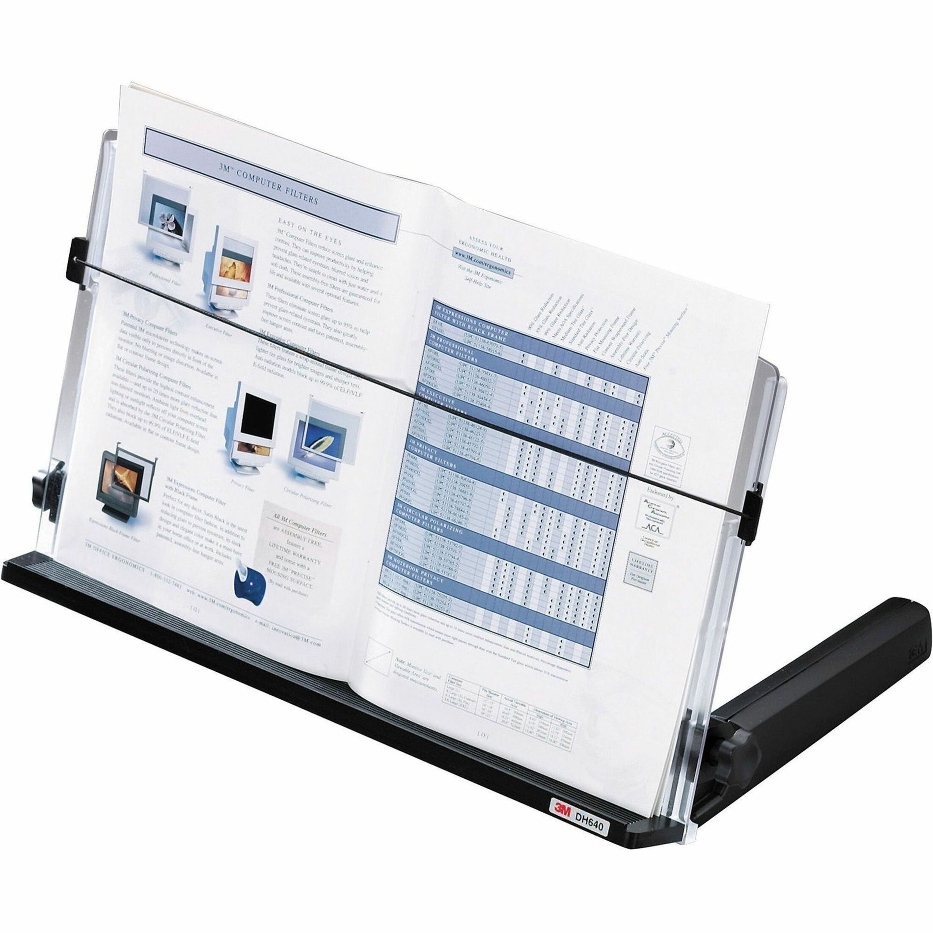 3M DH640 In-Line Document Holder, 18"x6-1/2"x11", Clear/Black