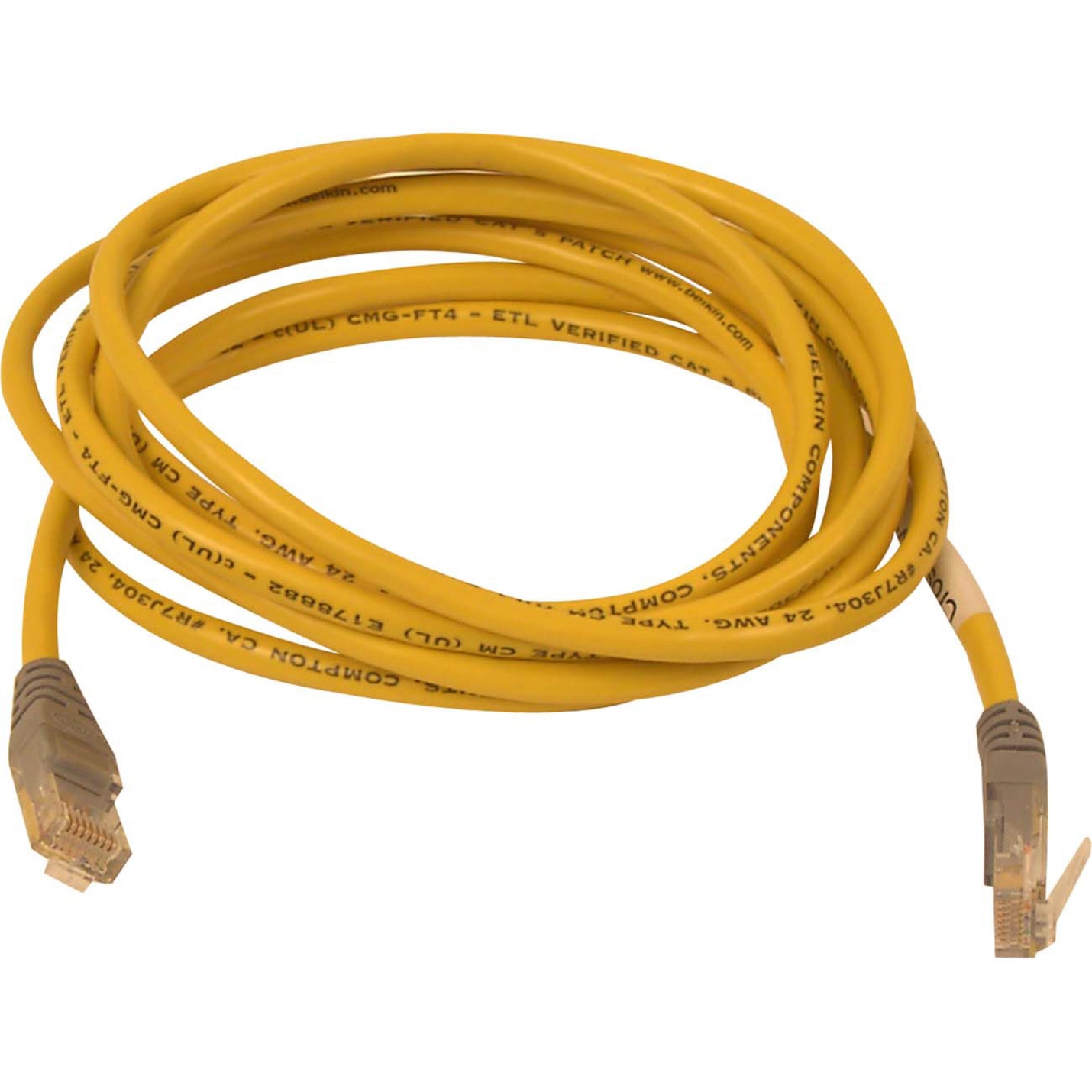 Belkin A3X126-03-YLW-M Category 5e Crossover Patch Cable, 3 ft, Copper Conductor, Yellow