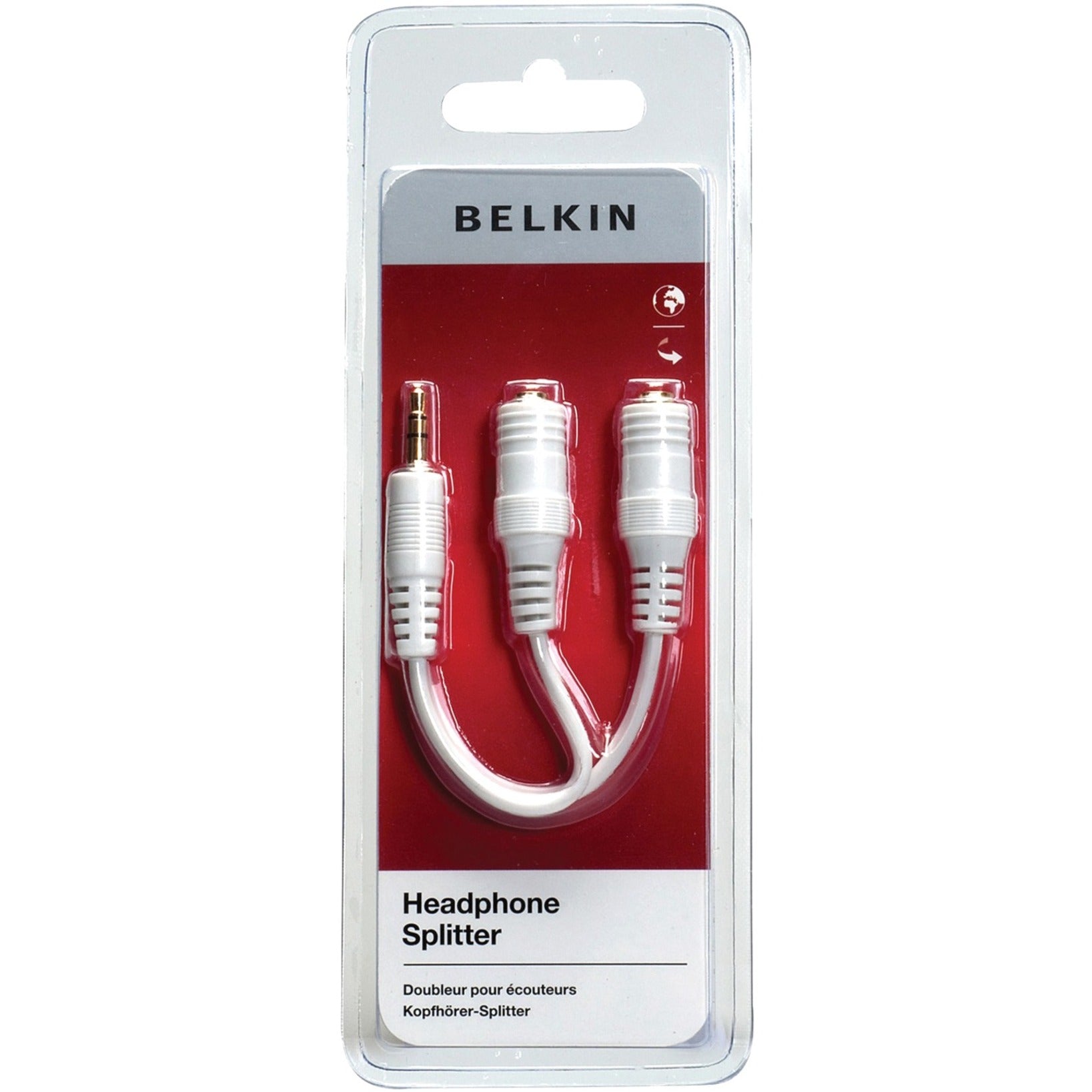 Belkin F8V234 Speaker and Headphone Splitter, 2-Way Audio Cable, Black