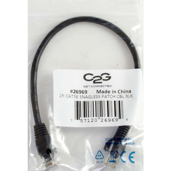 C2G 15196 7ft Cat5e Unshielded Ethernet Cable - Cat 5e Network Patch Cable, Black