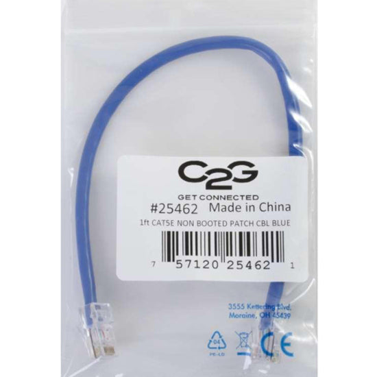C2G 22679 5 ft Cat5e Non Booted UTP Unshielded Network Patch Cable - Blue, Lifetime Warranty