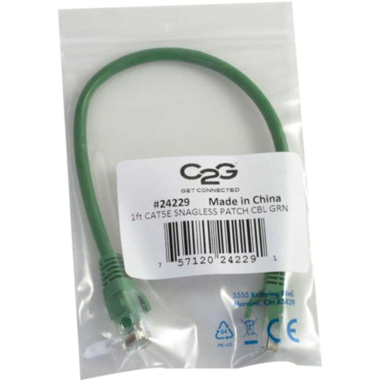 C2G 15207 14ft Cat5e Unshielded Ethernet Cable, Green