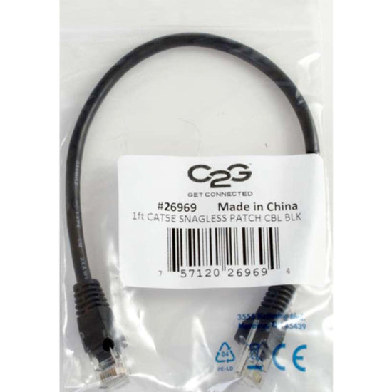 C2G 15189 5ft Cat5e Unshielded Ethernet Cable, Black - High-Speed Network Patch Cable