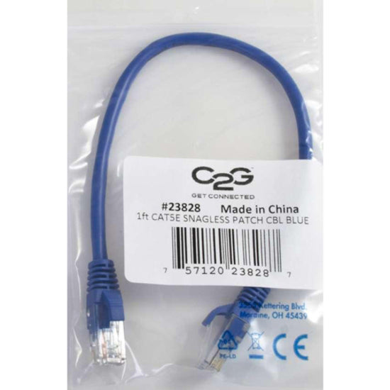 C2G 15200 10ft Cat5e Unshielded Ethernet Cable - BLU, Lifetime Warranty, Copper Conductor