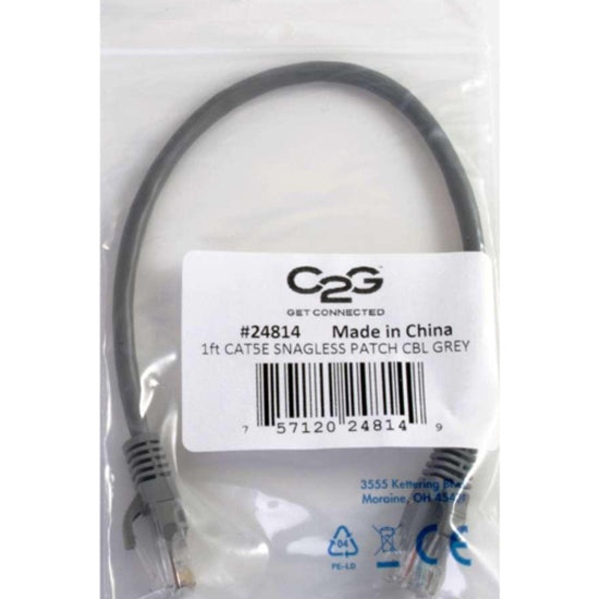 C2G 15187 5ft Cat5e Unshielded Ethernet Cable, Gray