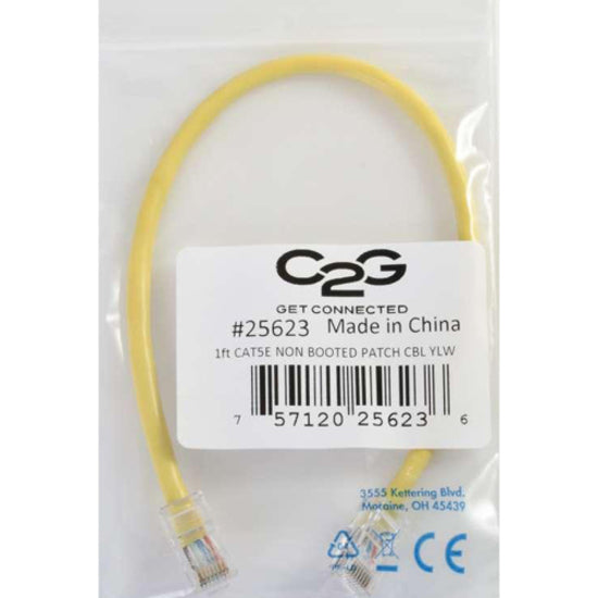 C2G 22676 3 ft Cat5e Non Booted UTP Unshielded Network Patch Cable, Yellow