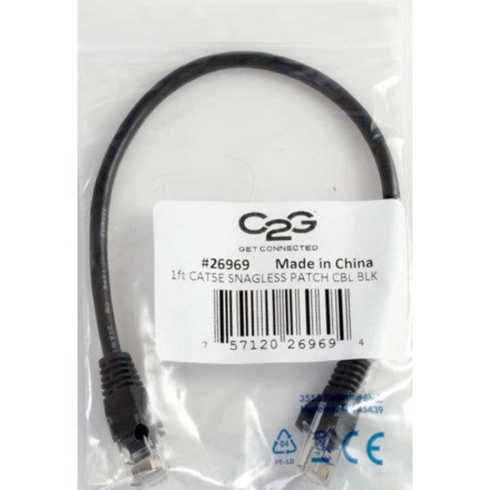 C2G 15180 3ft Cat5e Unshielded Ethernet Cable, Black