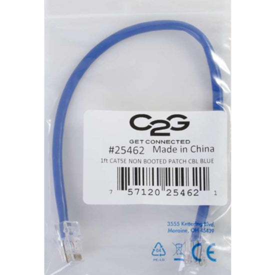 C2G 22691 10 ft Cat5e Non Booted UTP Unshielded Network Patch Cable - Blue, Lifetime Warranty
