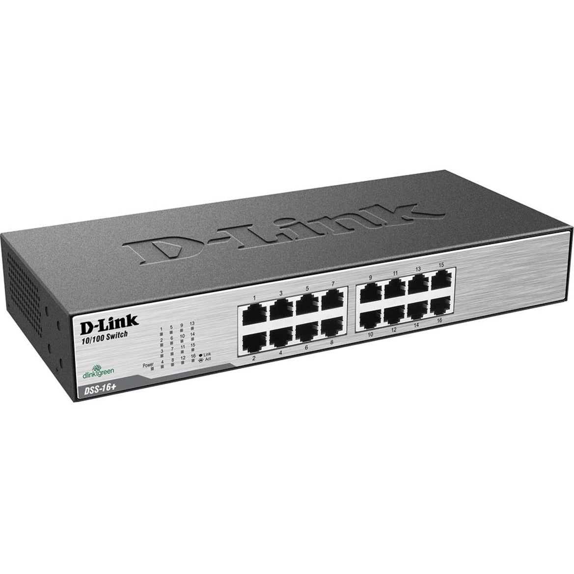 D-Link DSS-16+ Express EtherNetwork Switch, 16-Port 10/100Mbps, 200Mbps Data Transfer Rate