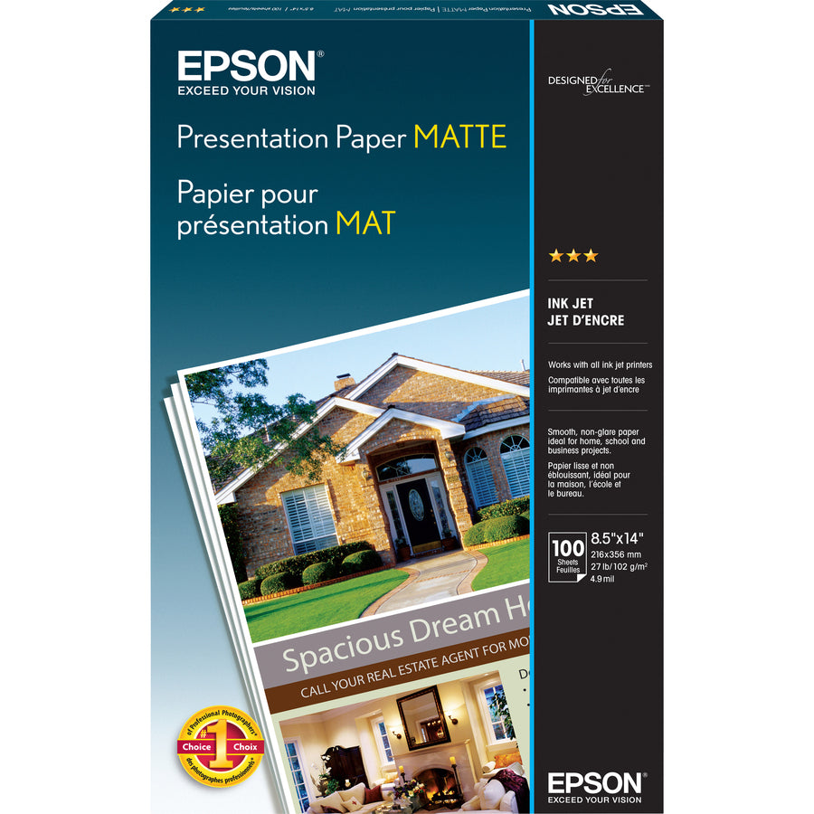 Epson Ink Jet Paper, Use With 720 DPI, Legal, White (S041067)